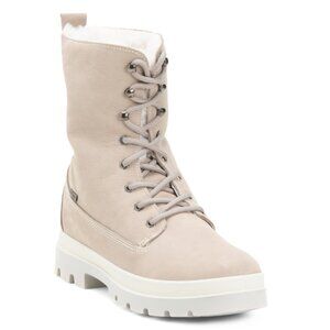 IMAC Grey Leather Laced Up Booties